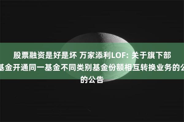 股票融资是好是坏 万家添利LOF: 关于旗下部分基金开通同一基金不同类别基金份额相互转换业务的公告