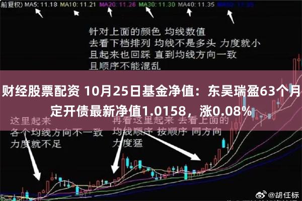 财经股票配资 10月25日基金净值：东吴瑞盈63个月定开债最新净值1.0158，涨0.08%