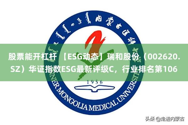 股票能开杠杆 【ESG动态】瑞和股份（002620.SZ）华证指数ESG最新评级C，行业排名第106